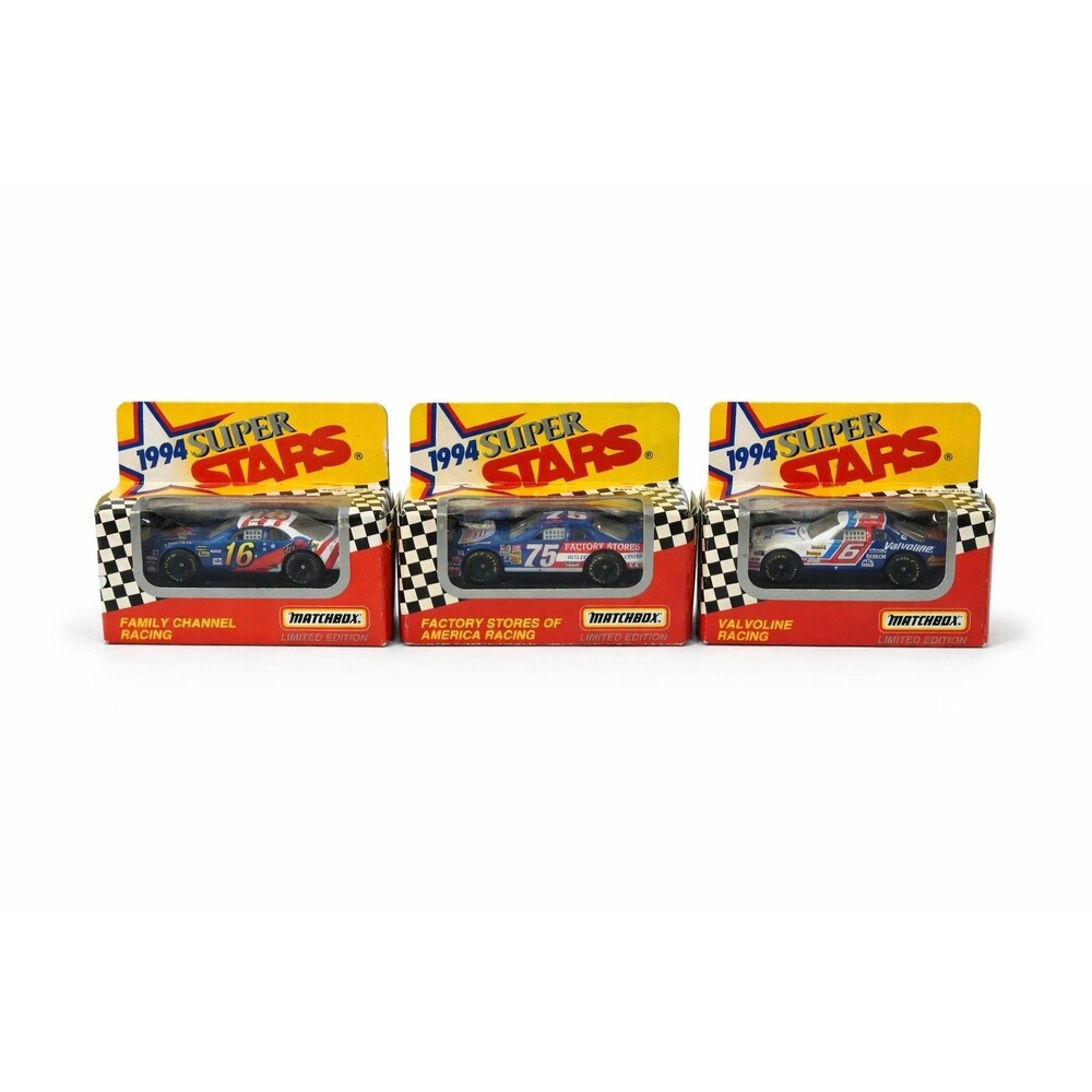 Matchbox 1994 Super Stars Series II NASCAR Diecast Lot of 3 Valvoline #6 #16 #75